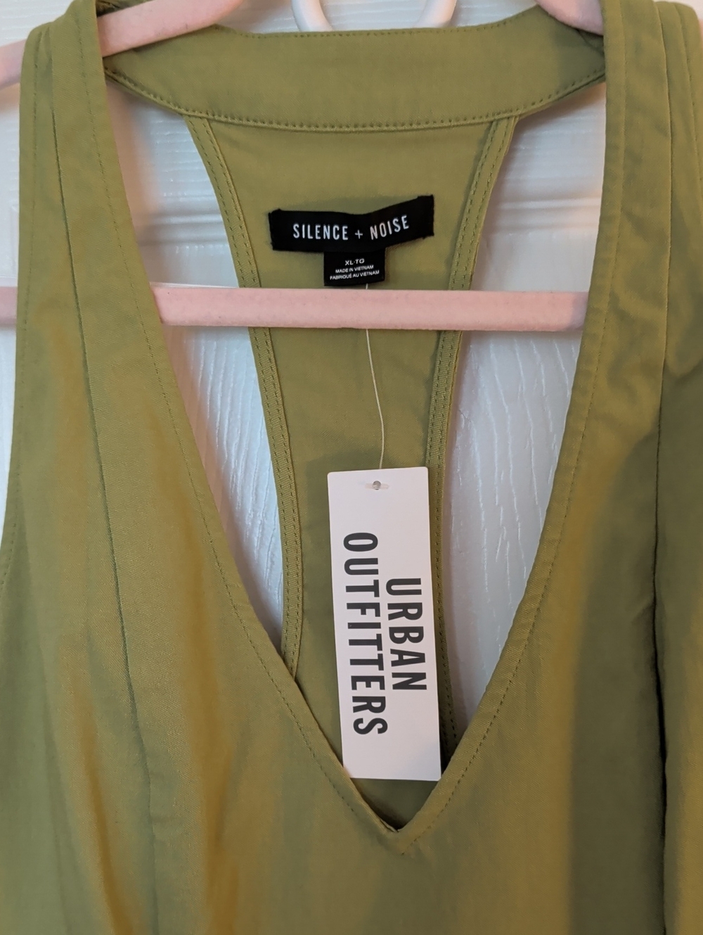 silence + noise Olive Green Deep V Tank Top
